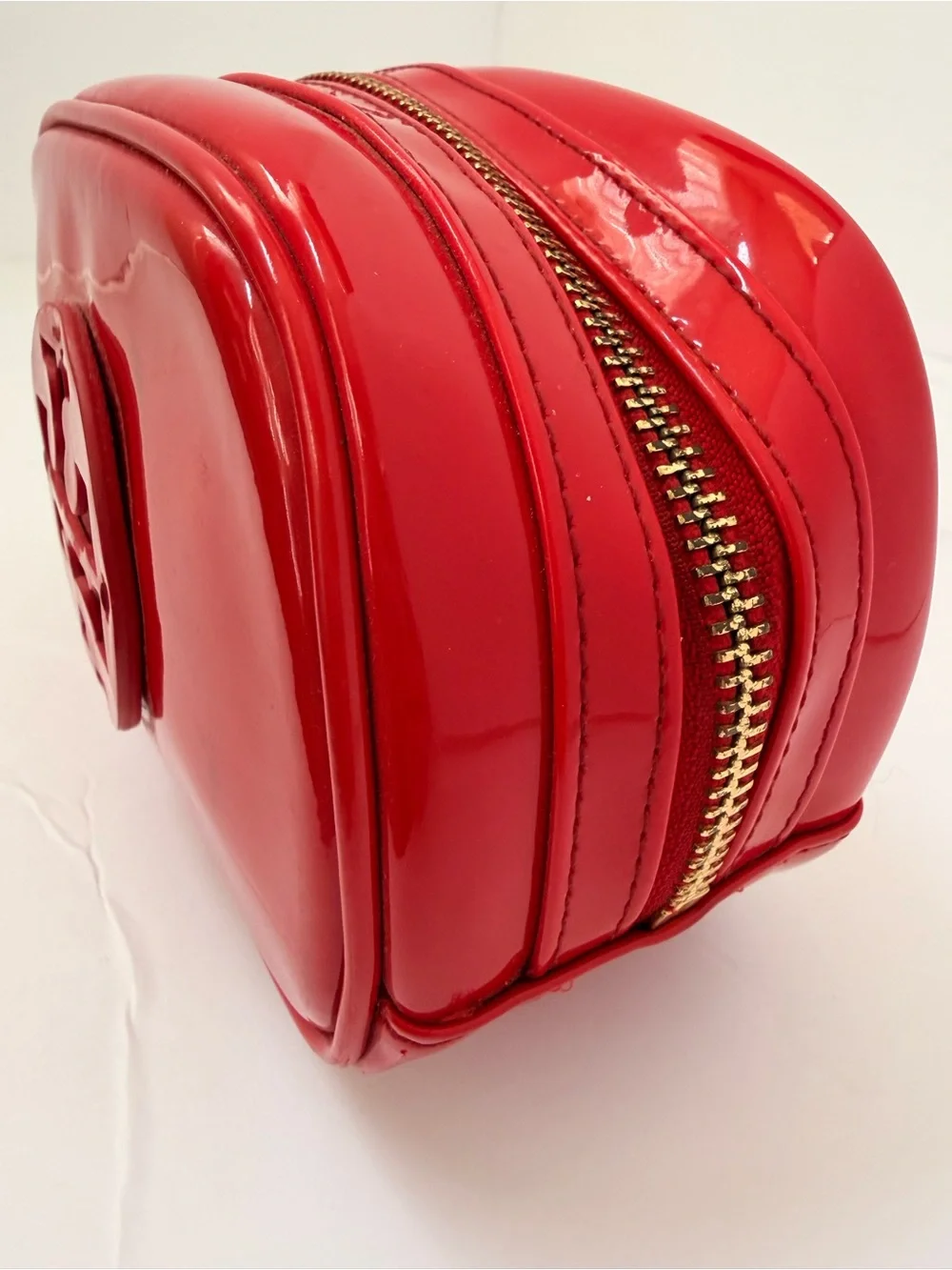 Tory Burch Red Patent Logo Cosmetic Case